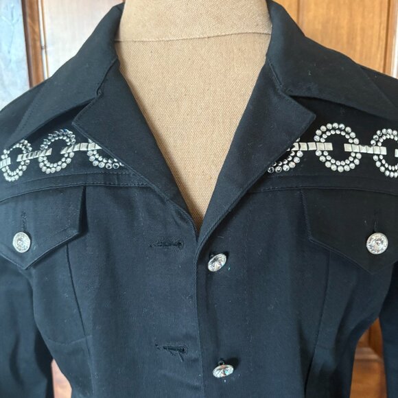 Christine Alexander Jacket. Swarovski Studs/Buttons. Black. Size Medium - Picture 3 of 12